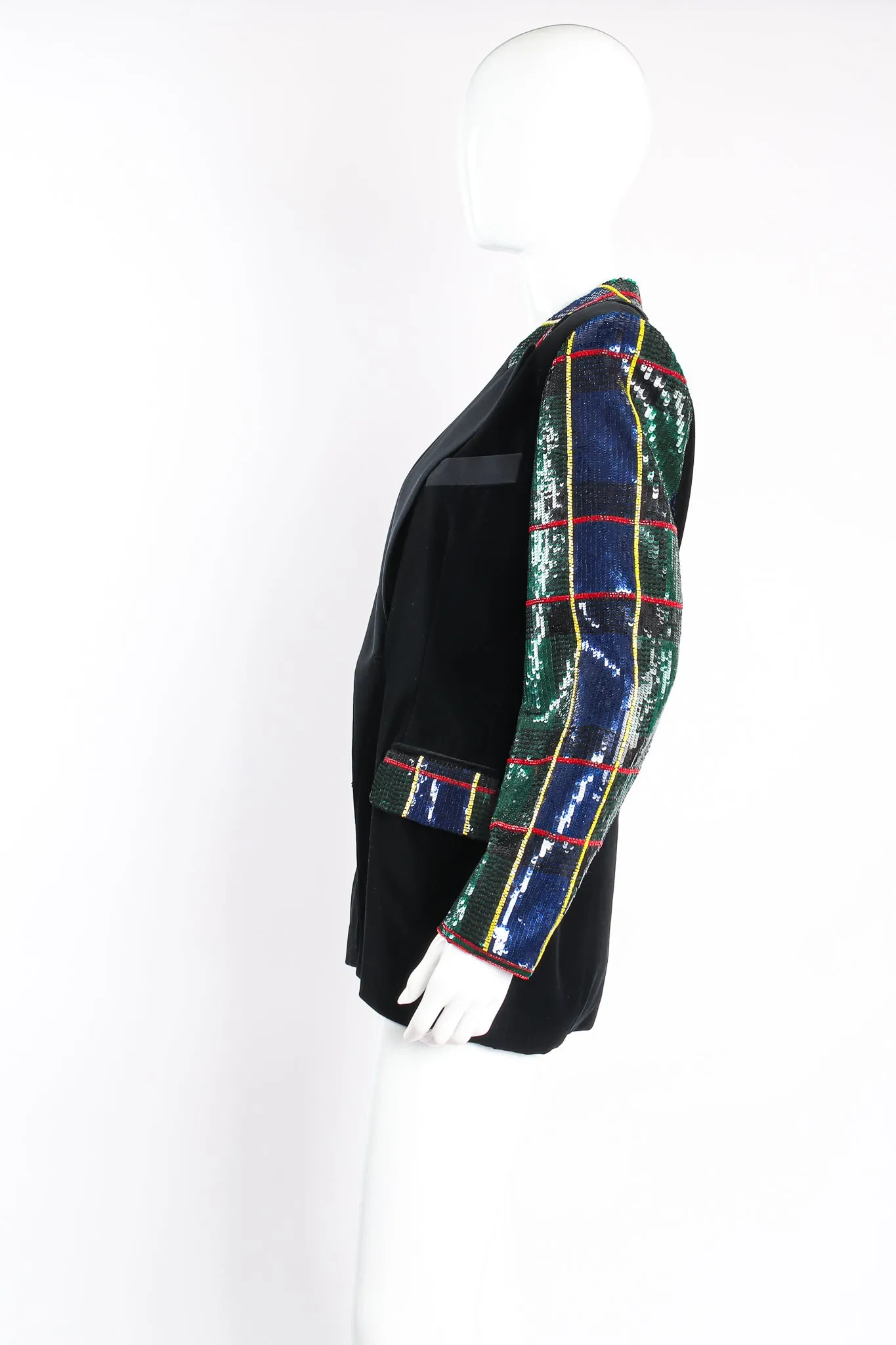 Plaid Sequin Jacket & Skirt Set