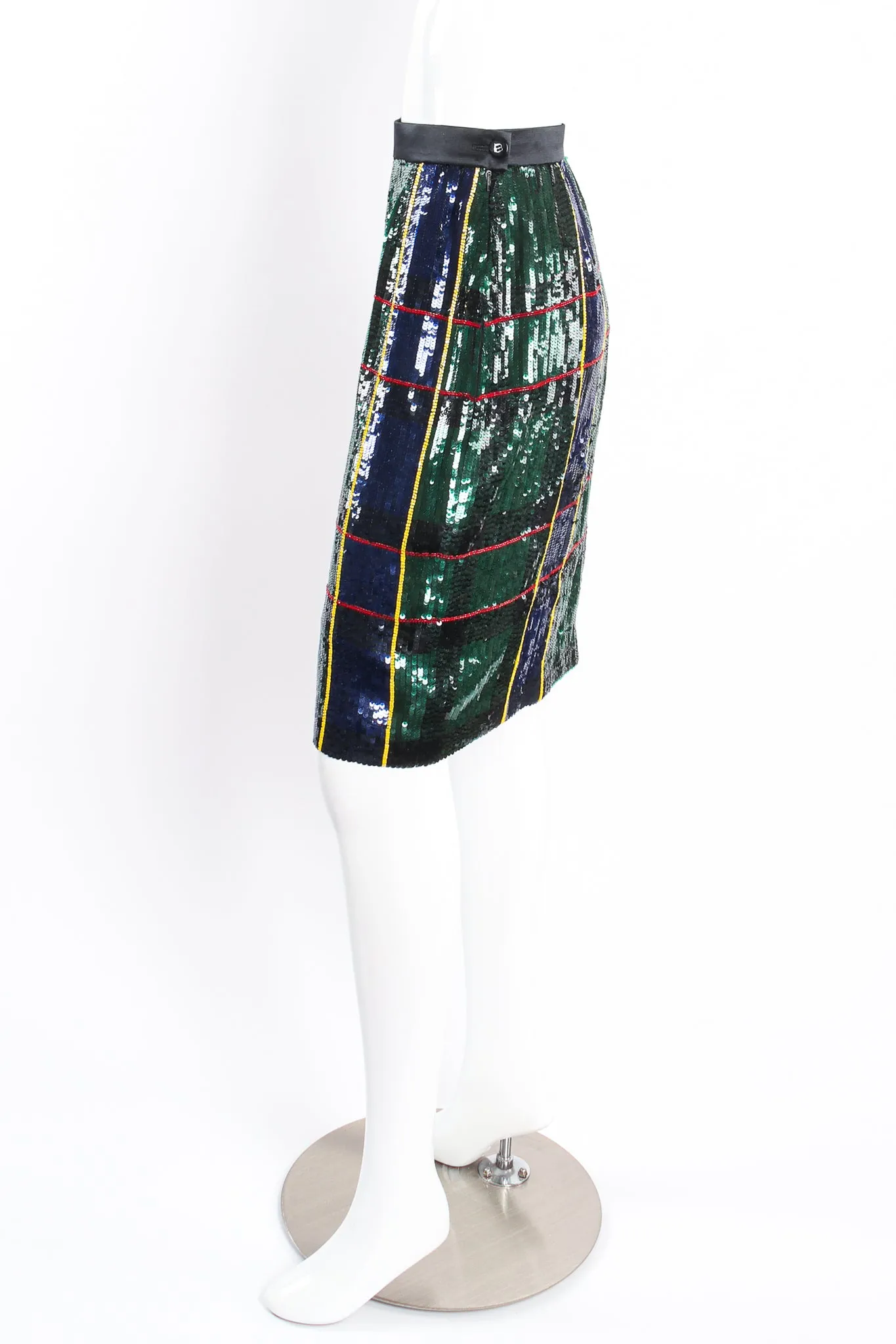 Plaid Sequin Jacket & Skirt Set