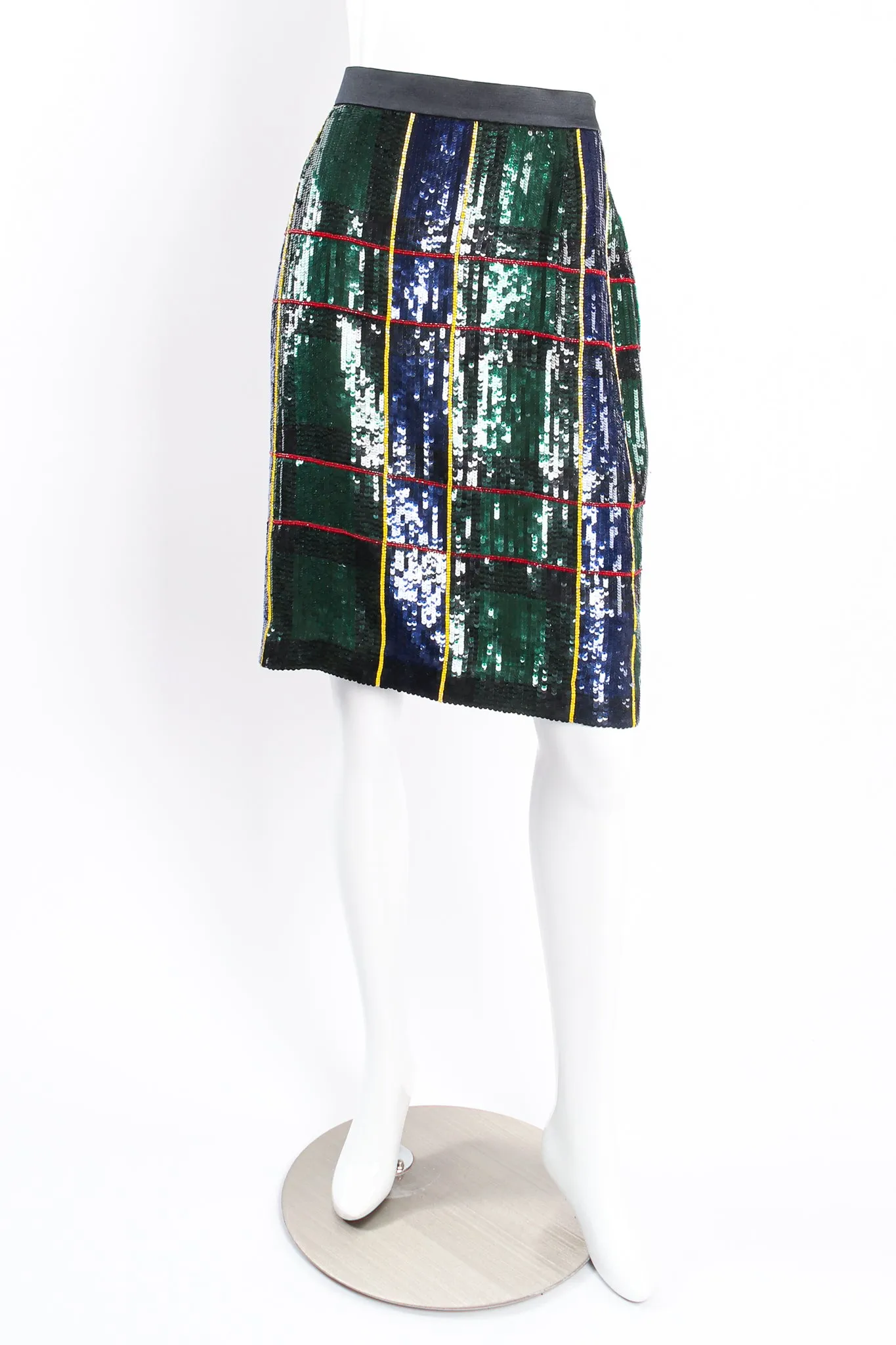 Plaid Sequin Jacket & Skirt Set