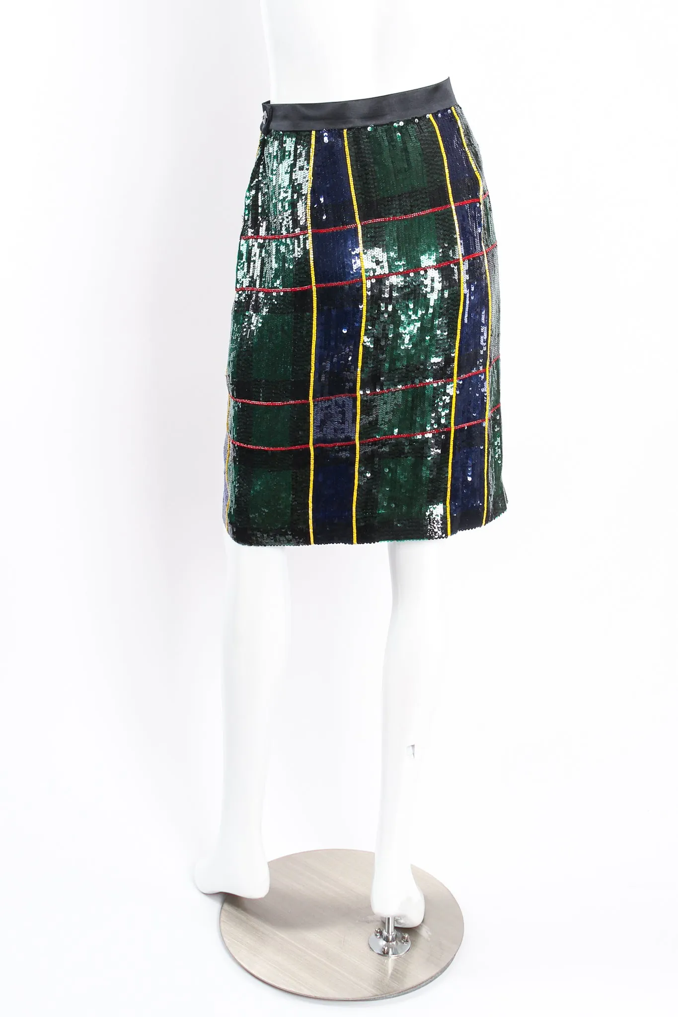 Plaid Sequin Jacket & Skirt Set