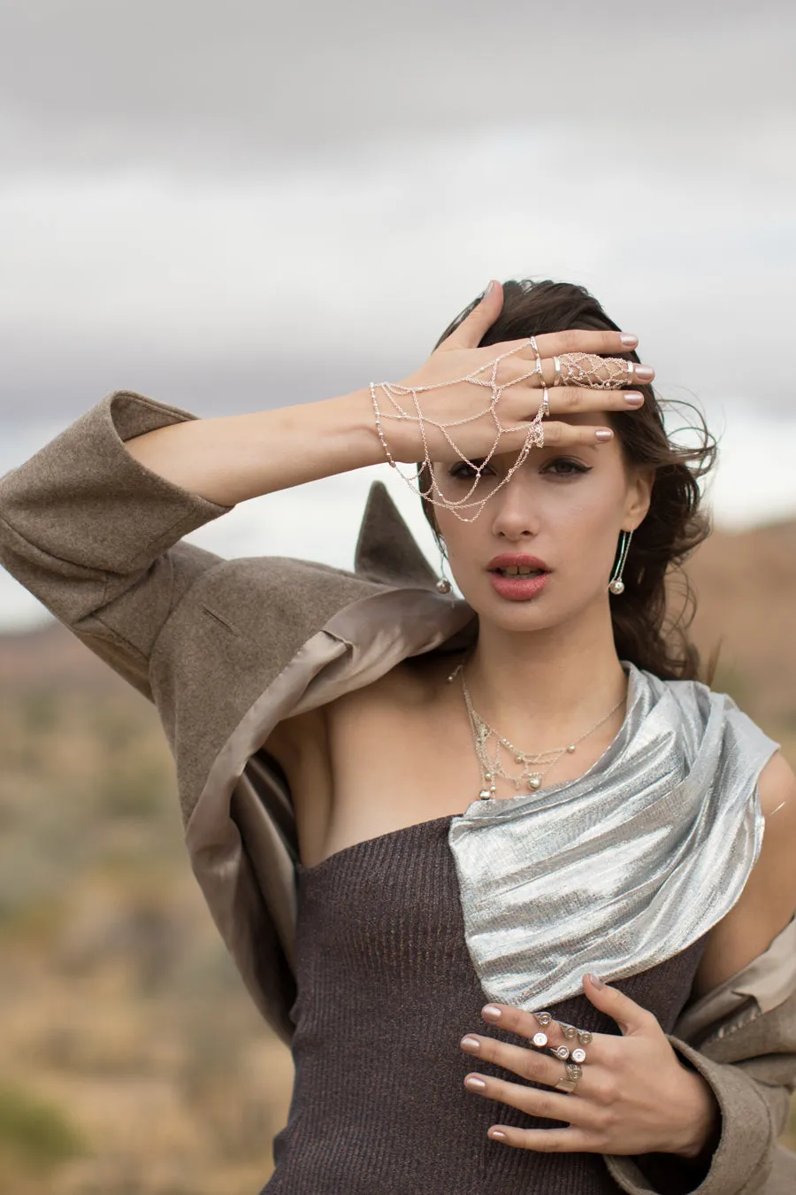 Pleated Lamé One Shoulder Top