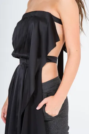 Pleated Silk Bandeau Top