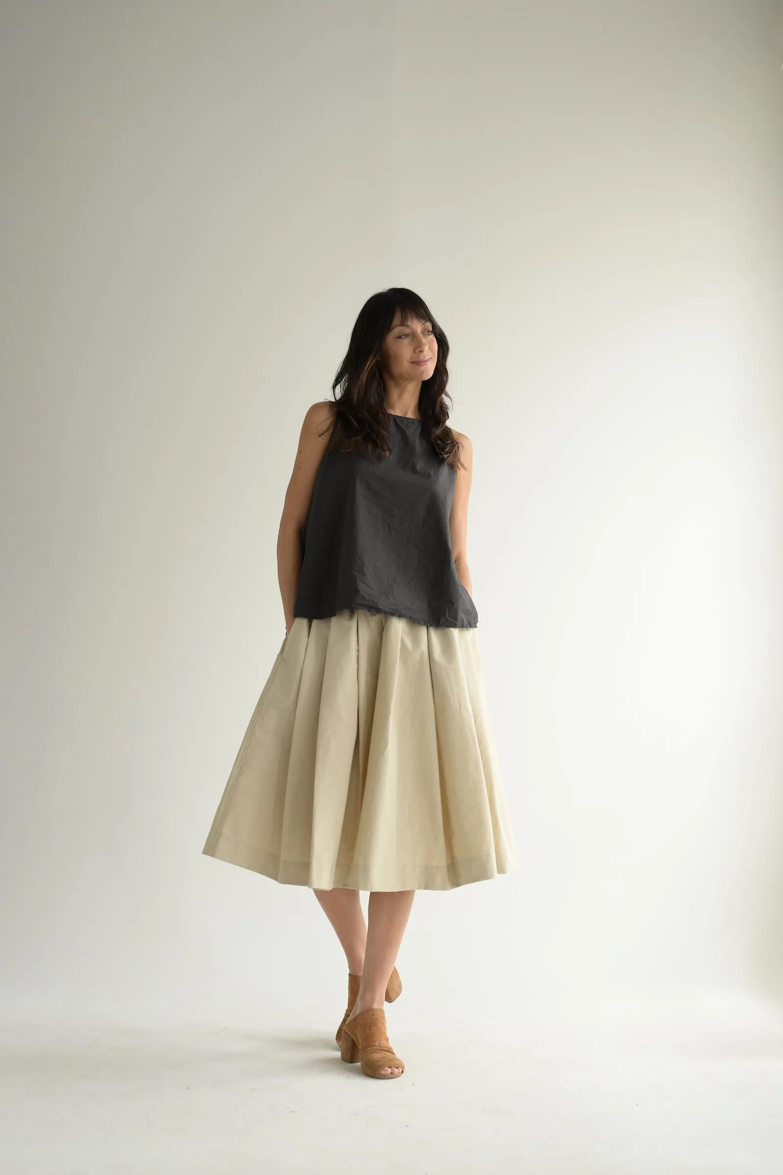 Pleated Skirt WG in Stone