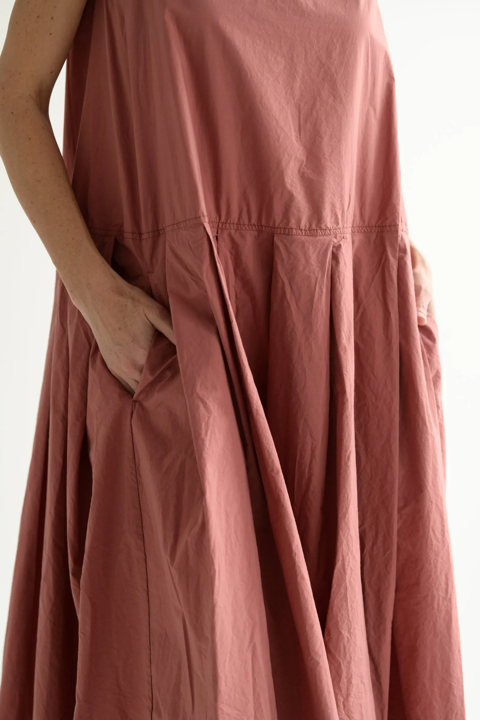 Pleated Sleeveless Dress TC in Coral
