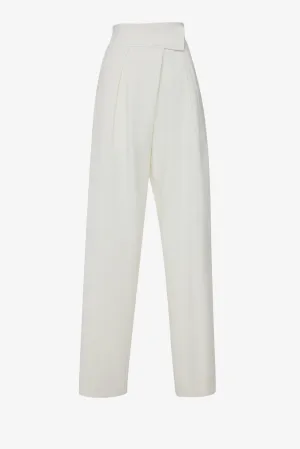 Pleated Trouser with cuffed hem color bone