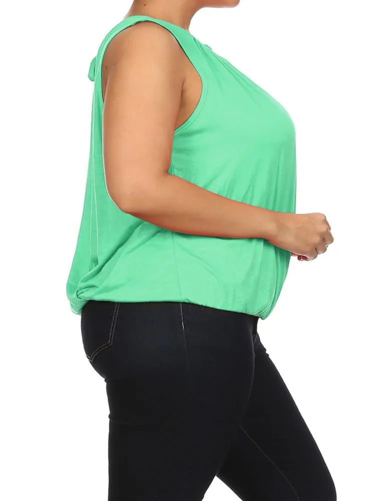 Plus Size Surplice Wrapped Mint Blouse