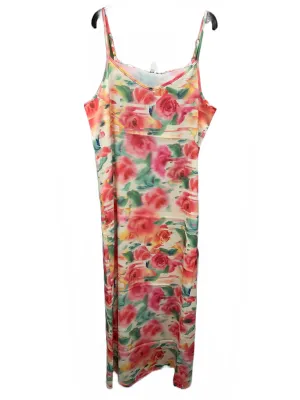 Point Satin A-Line Slip Dress in Brushed Floral