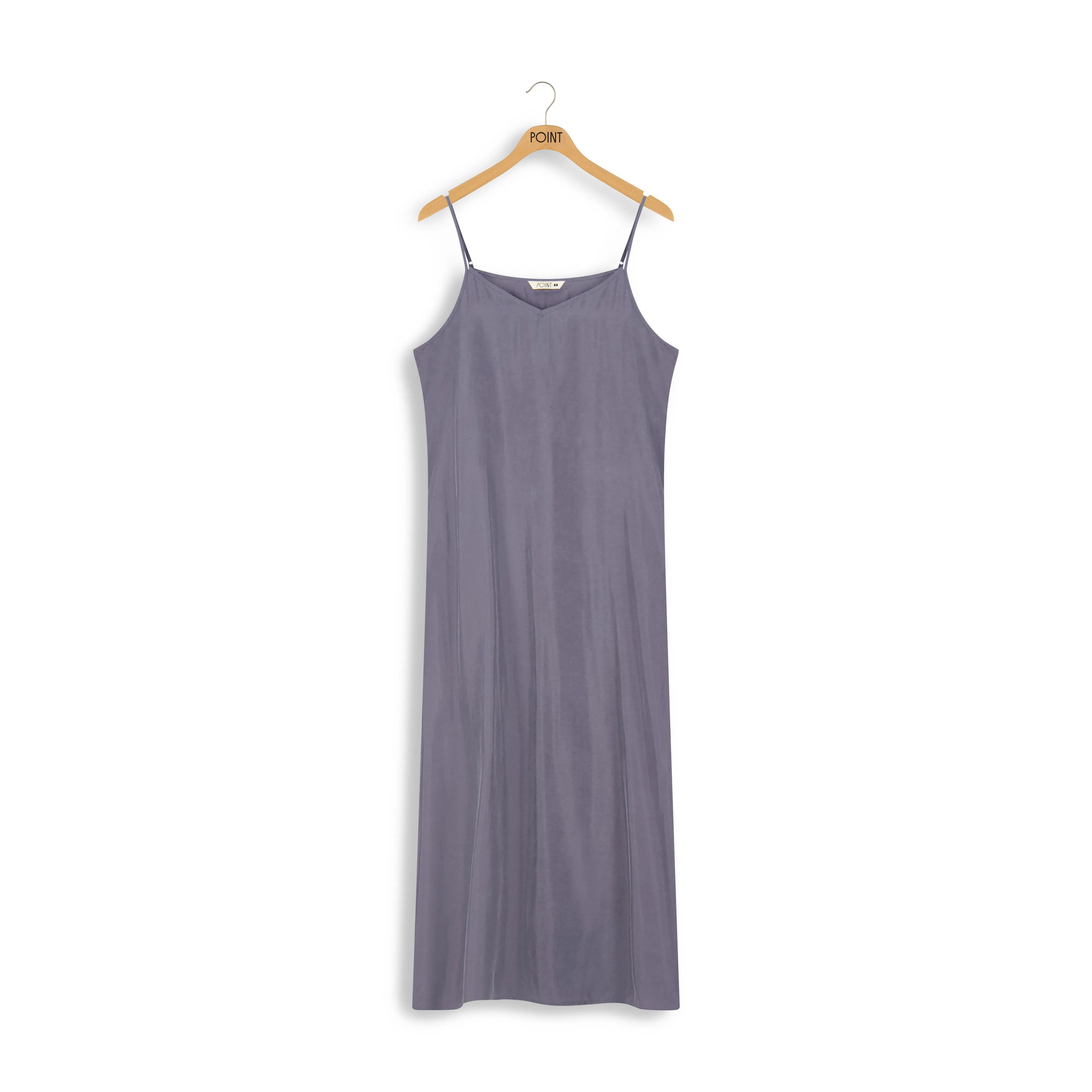 Point Sueded A-Line Slip Dress in Gunmetal
