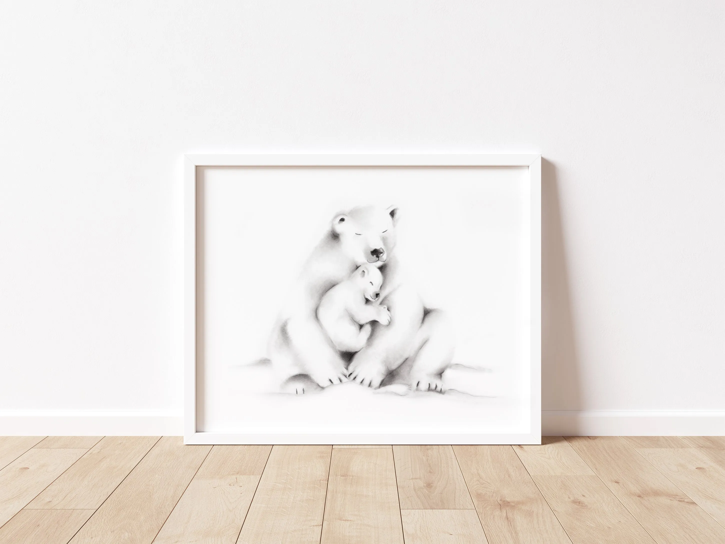Polar Bear Family Pencil Drawing Print