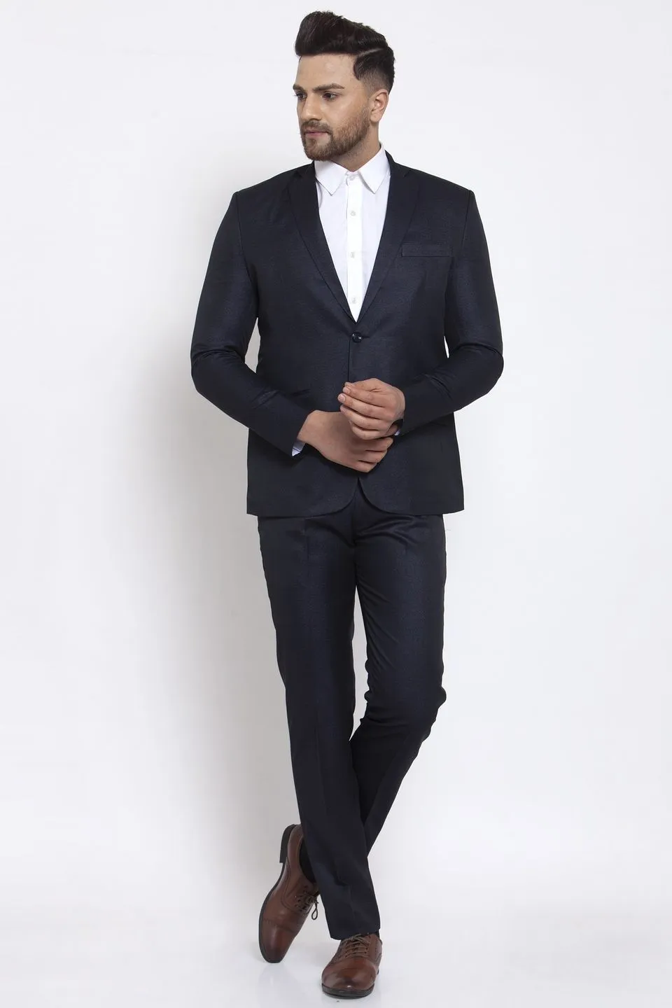 Poly Blend Blue Two Piece Suit