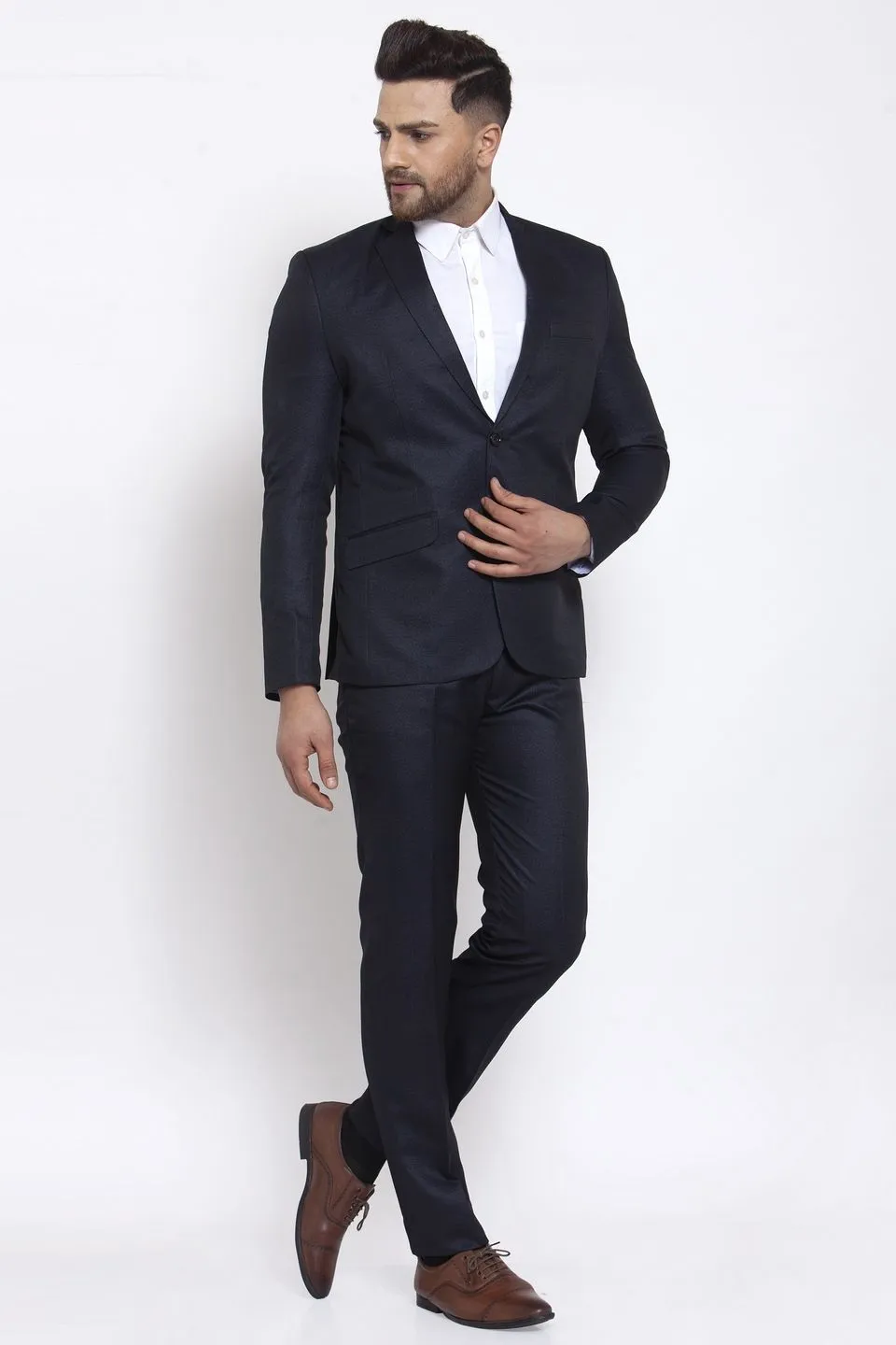 Poly Blend Blue Two Piece Suit