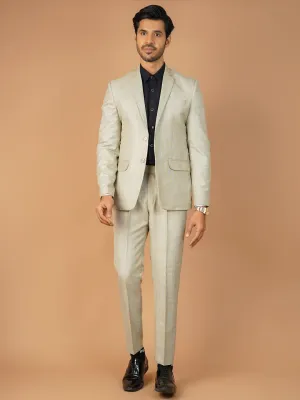 Poly Viscose Beige Two Piece Suit