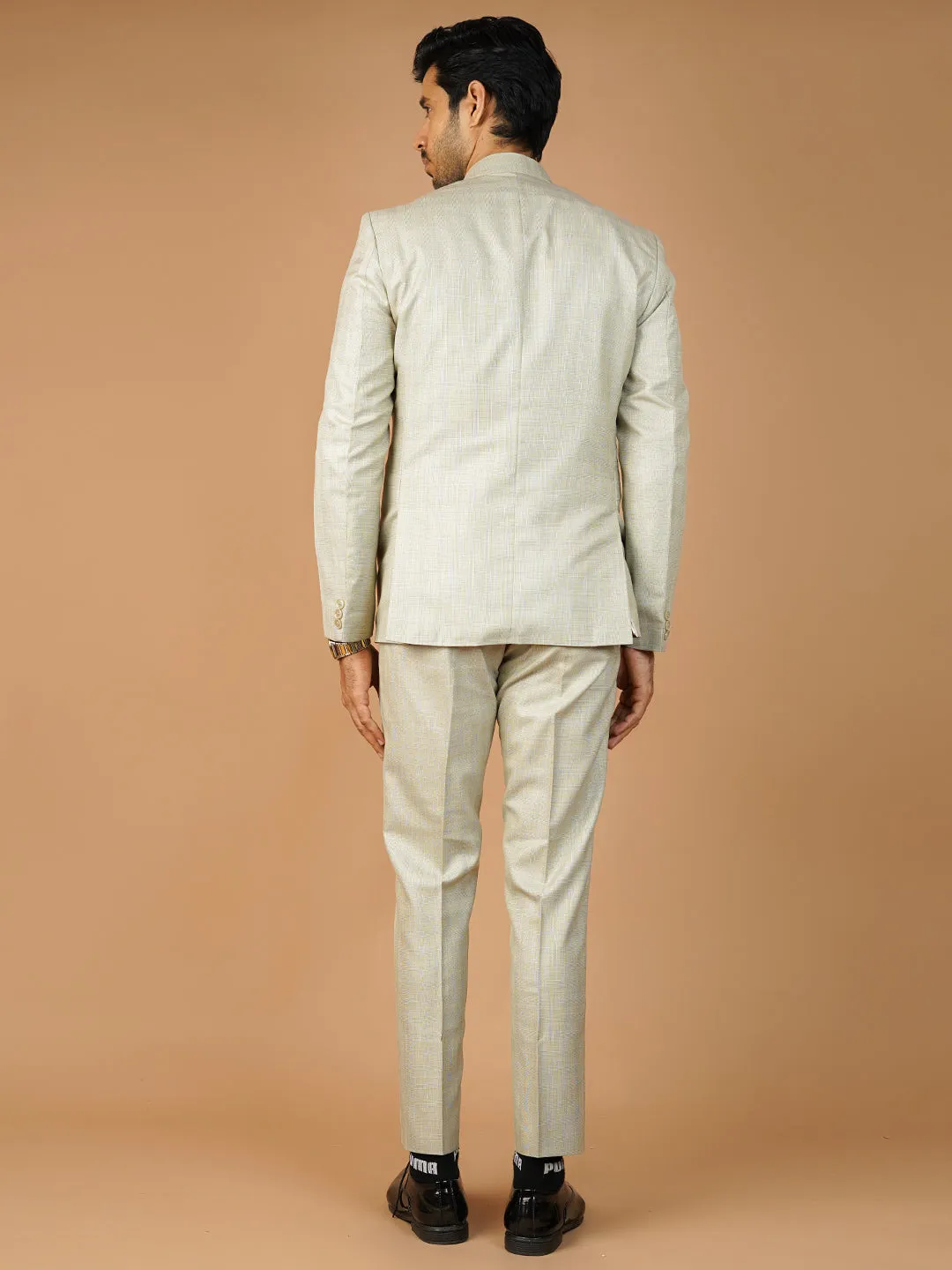 Poly Viscose Beige Two Piece Suit