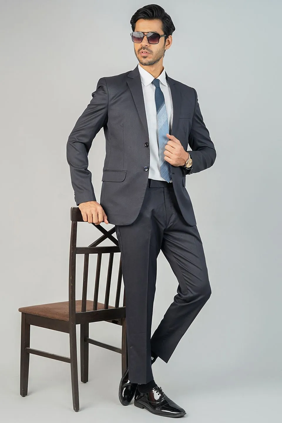 Poly Viscose Black Two Piece Suit