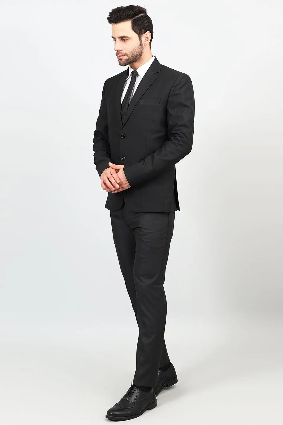 Poly Viscose Black Two Piece Suit
