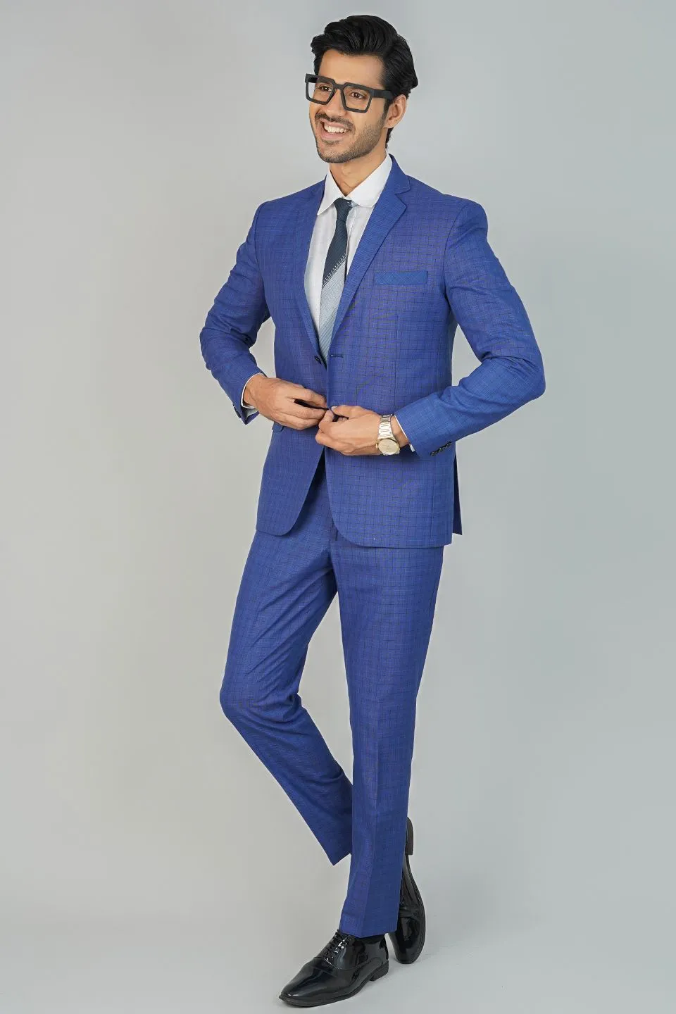 Poly Viscose Blue Two Piece Suit