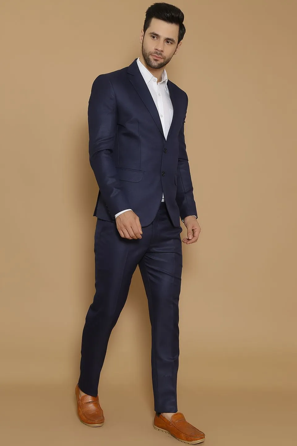 Poly Viscose Blue Two Piece Suit