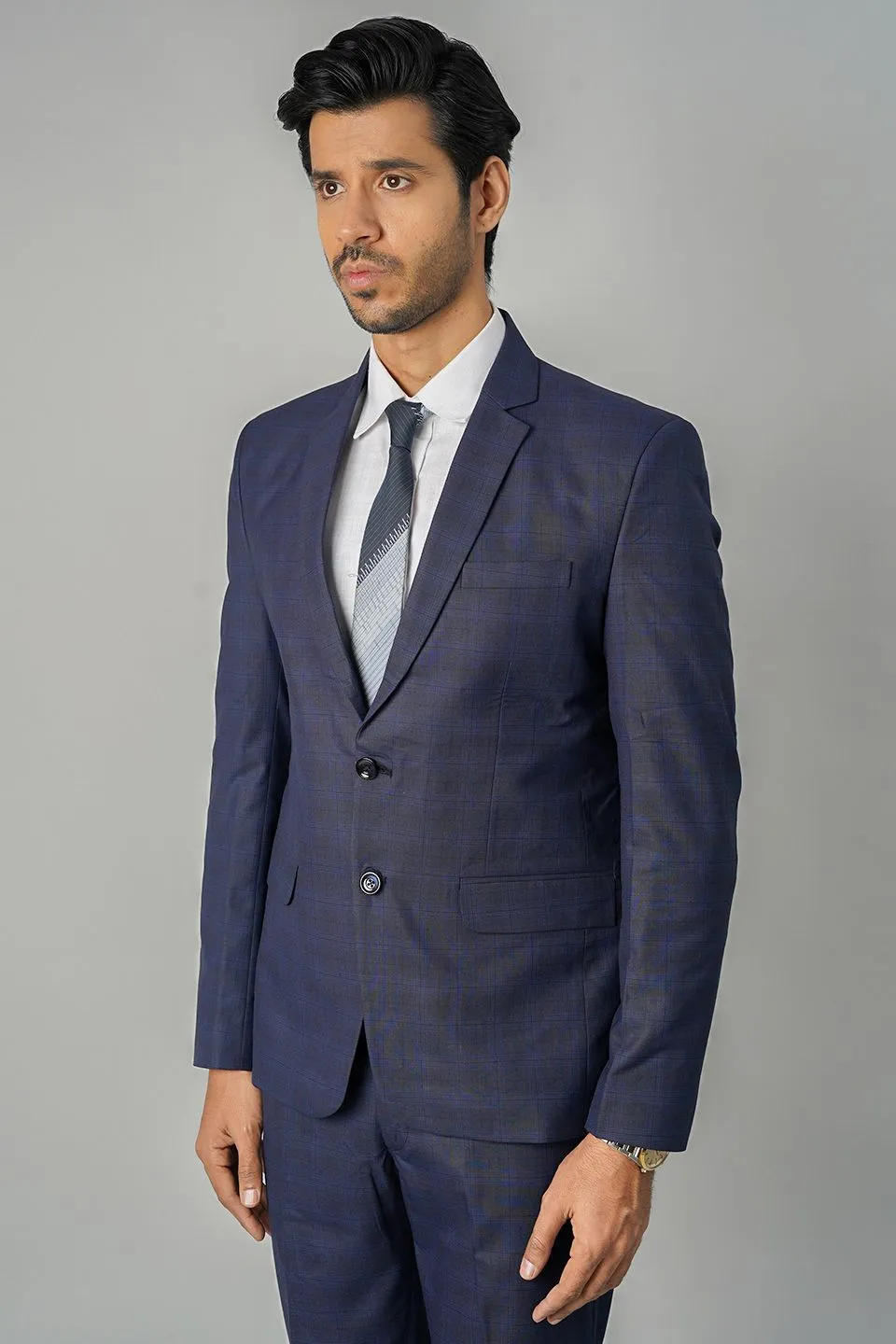 Poly Viscose Blue Two Piece Suit