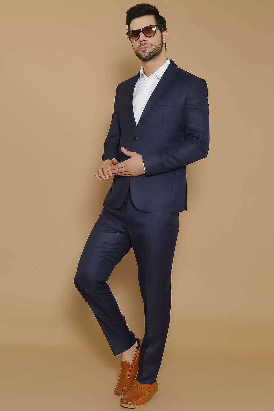 Poly Viscose Blue Two Piece Suit
