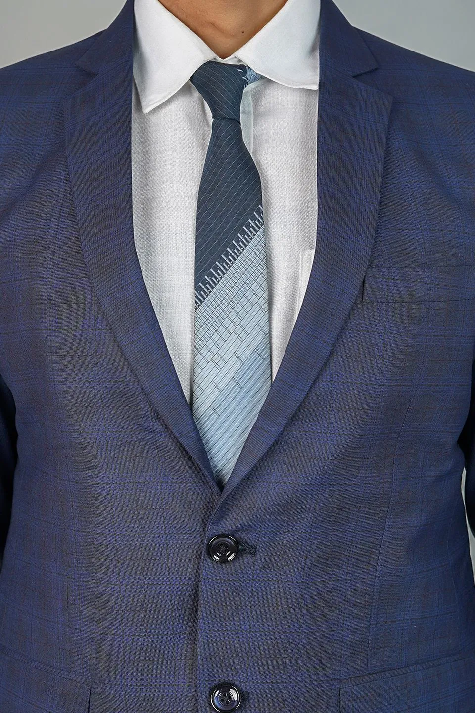 Poly Viscose Blue Two Piece Suit