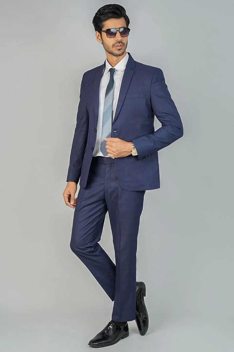 Poly Viscose Blue Two Piece Suit