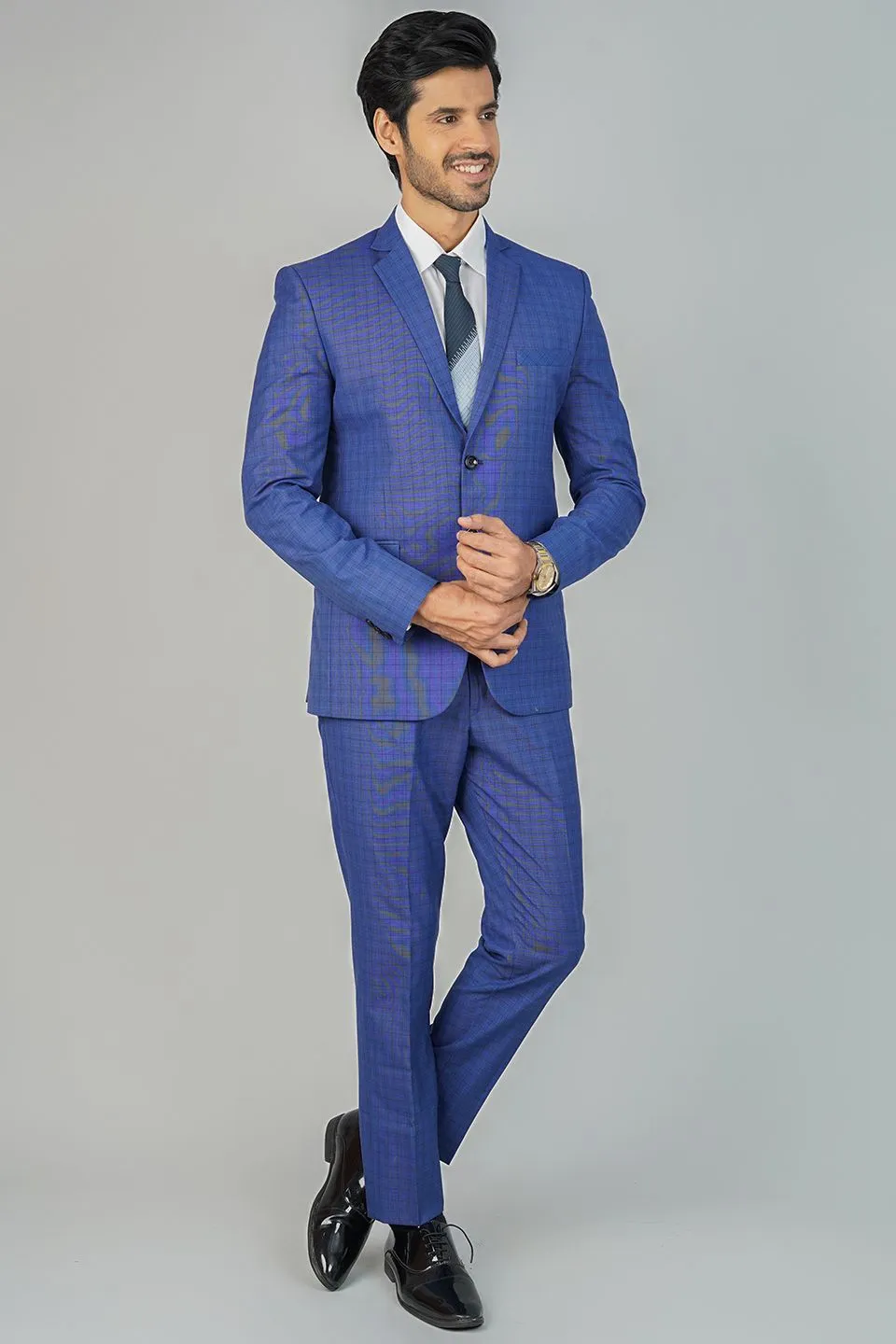 Poly Viscose Blue Two Piece Suit
