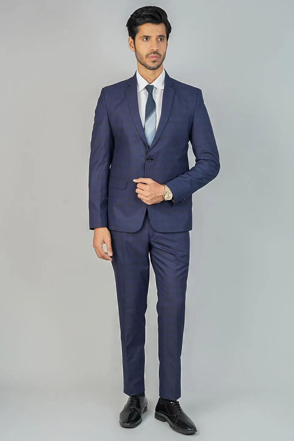 Poly Viscose Blue Two Piece Suit