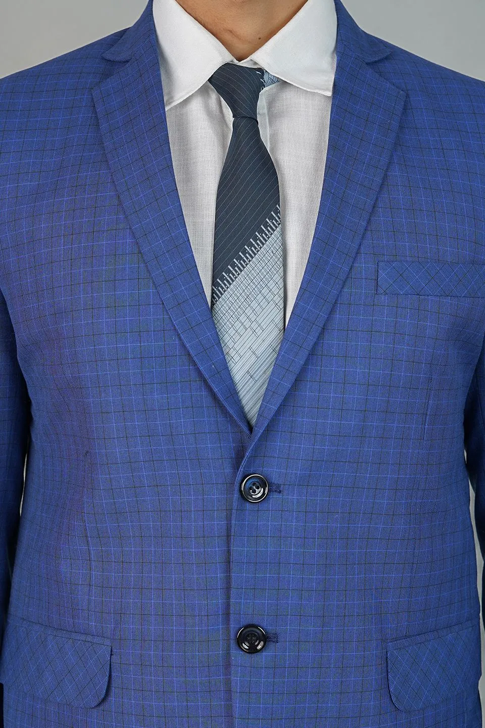 Poly Viscose Blue Two Piece Suit