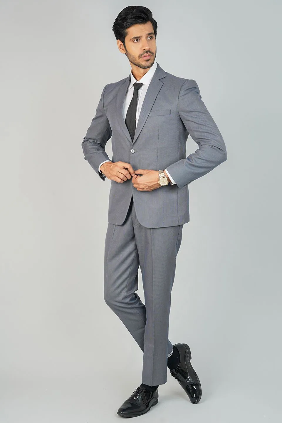Poly Viscose Grey Two Piece Suit