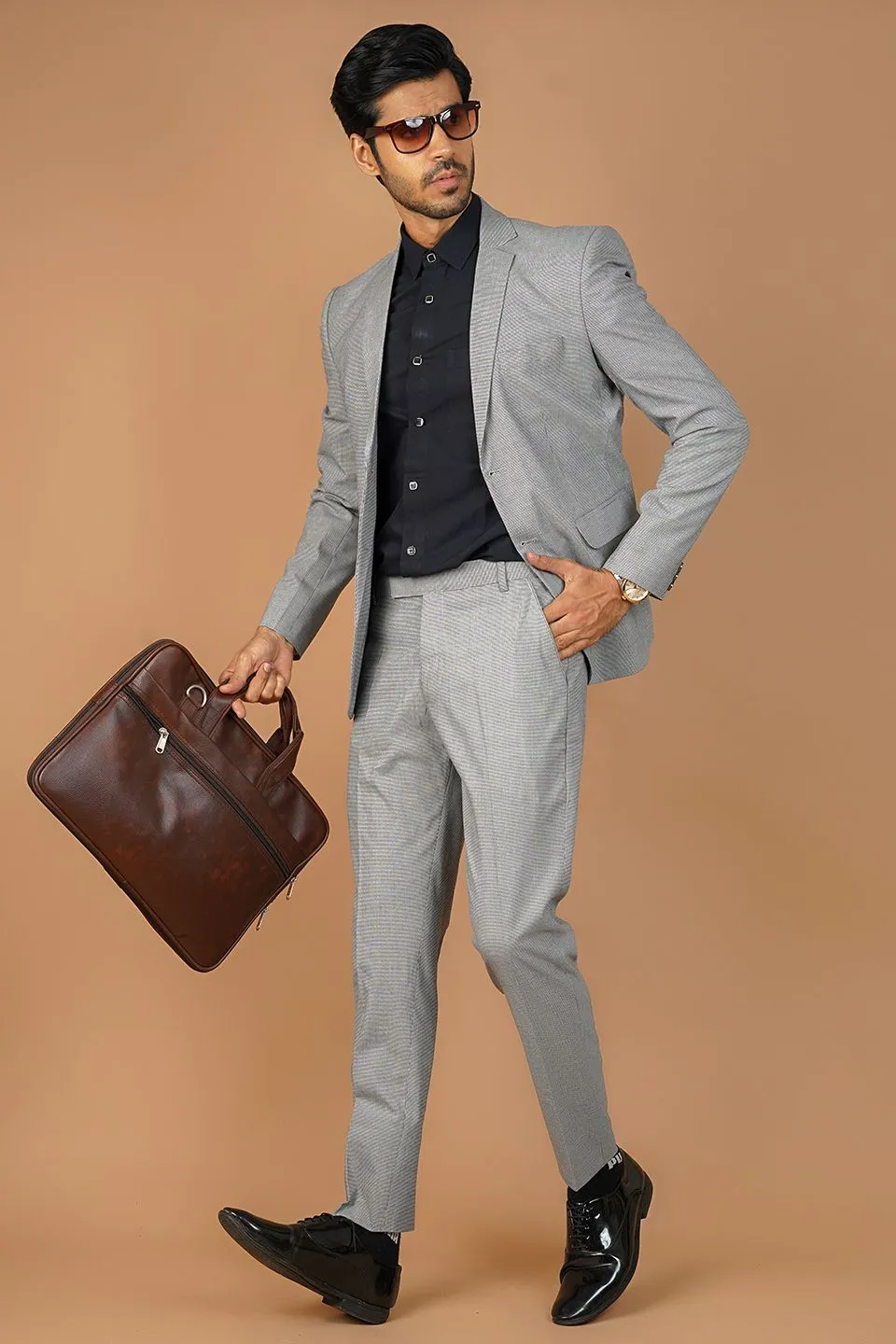 Poly Viscose Grey Two Piece Suit