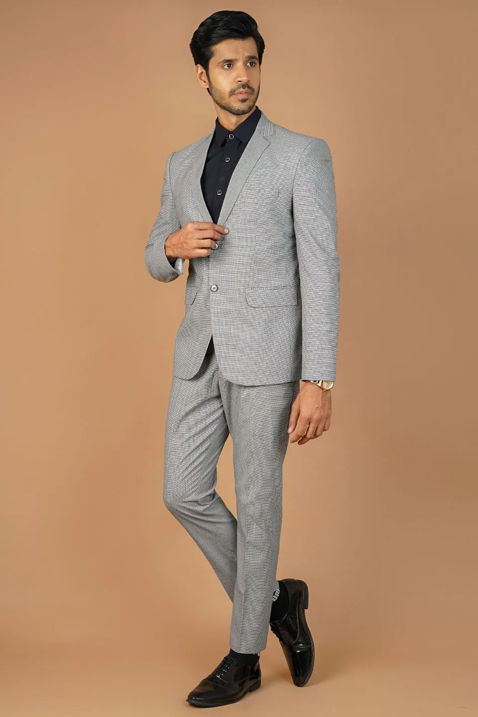Poly Viscose Grey Two Piece Suit