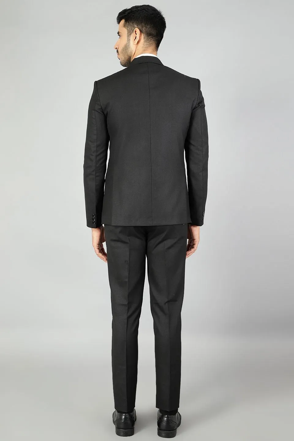 Polyester Cotton Plain Black Two Piece Suit