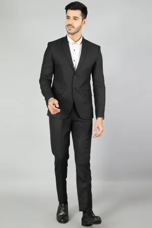 Polyester Cotton Plain Black Two Piece Suit