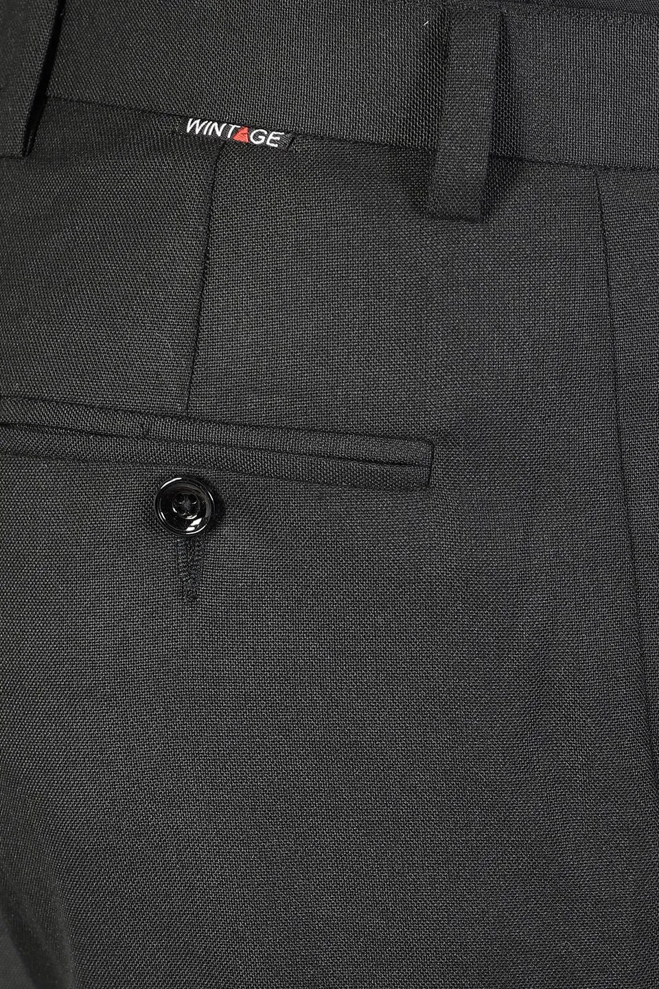 Polyester Cotton Plain Black Two Piece Suit