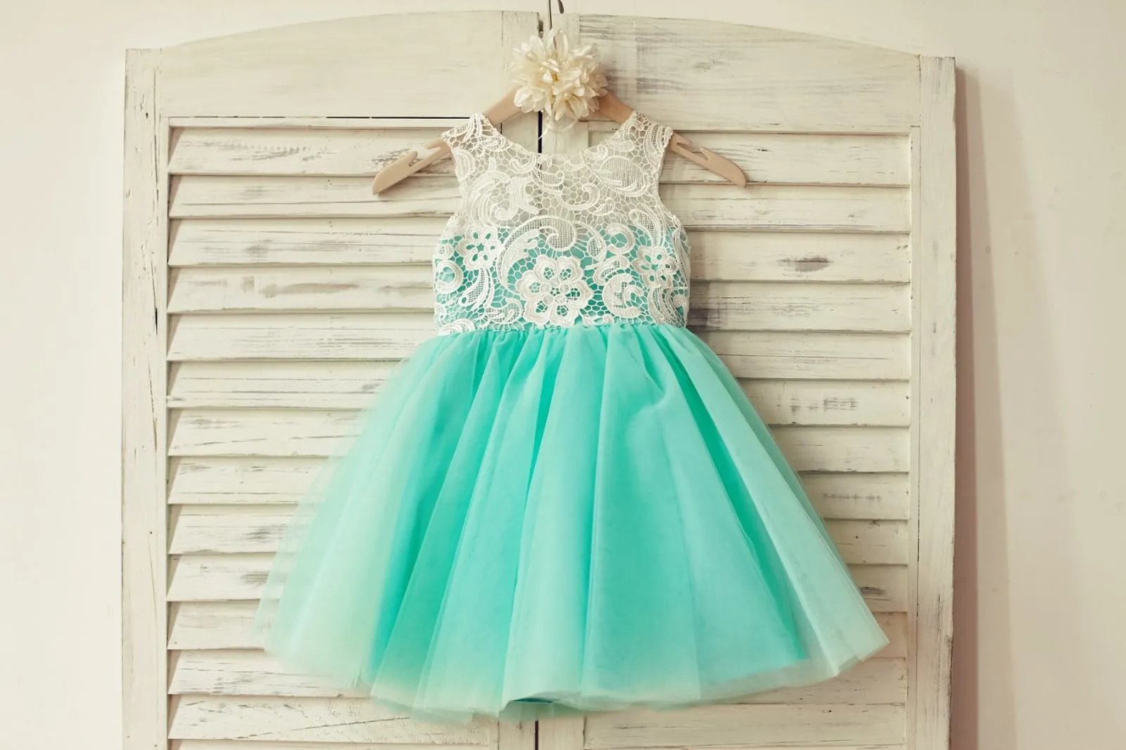 Princess Ivory Lace Blush Pink Tulle Flower Girl Dress