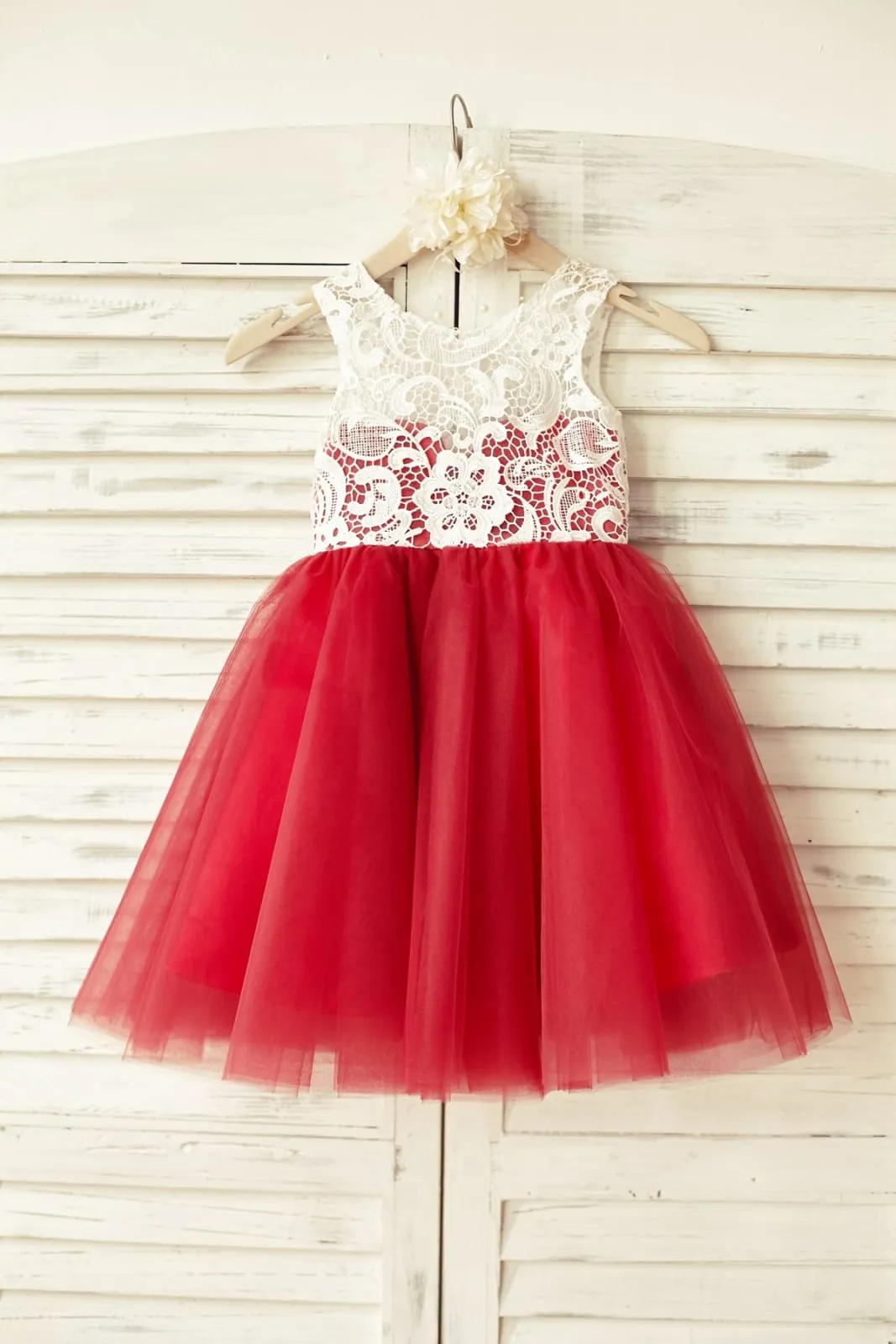 Princess Ivory Lace Blush Pink Tulle Flower Girl Dress