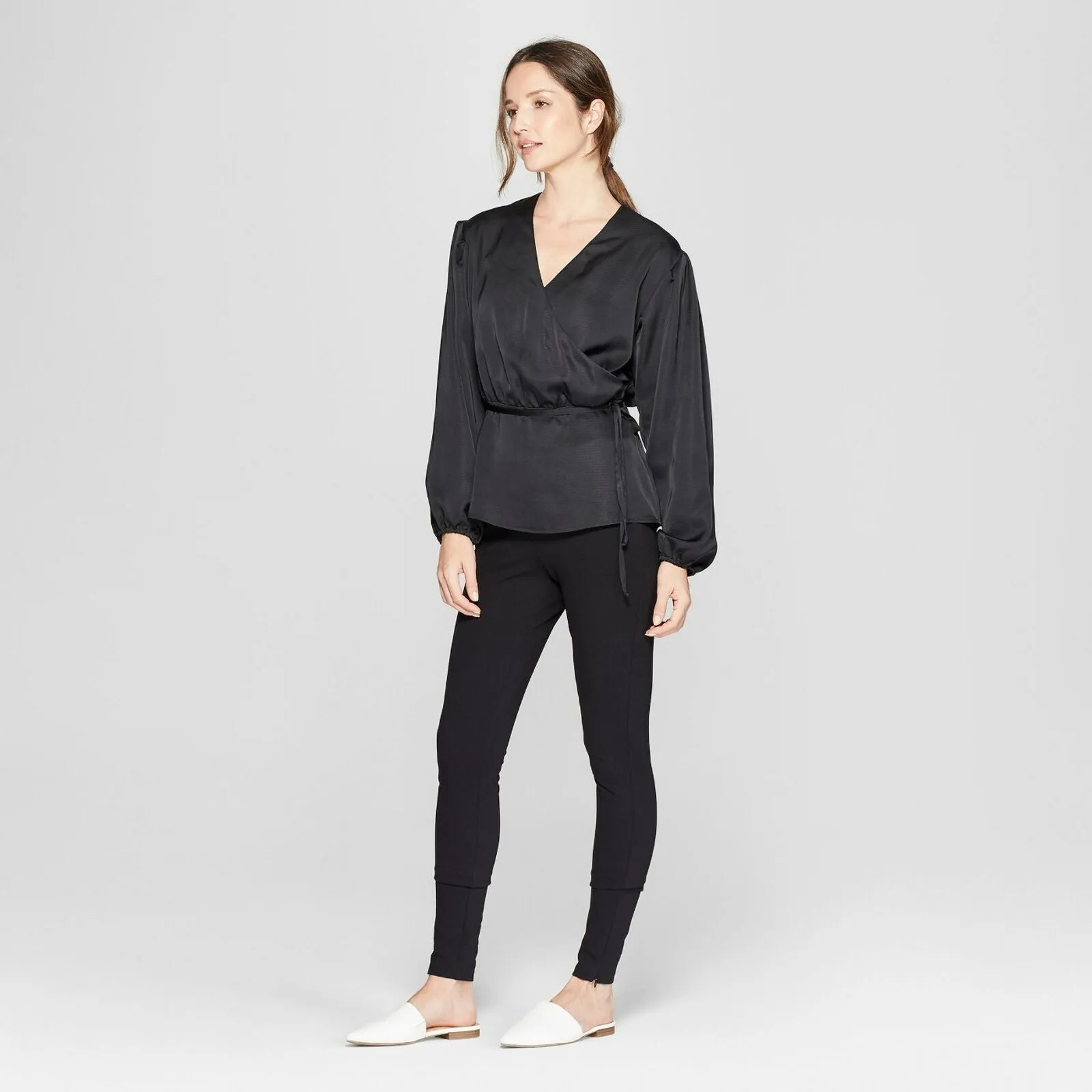 Prologue Women's Long Sleeve Wrap Blouse