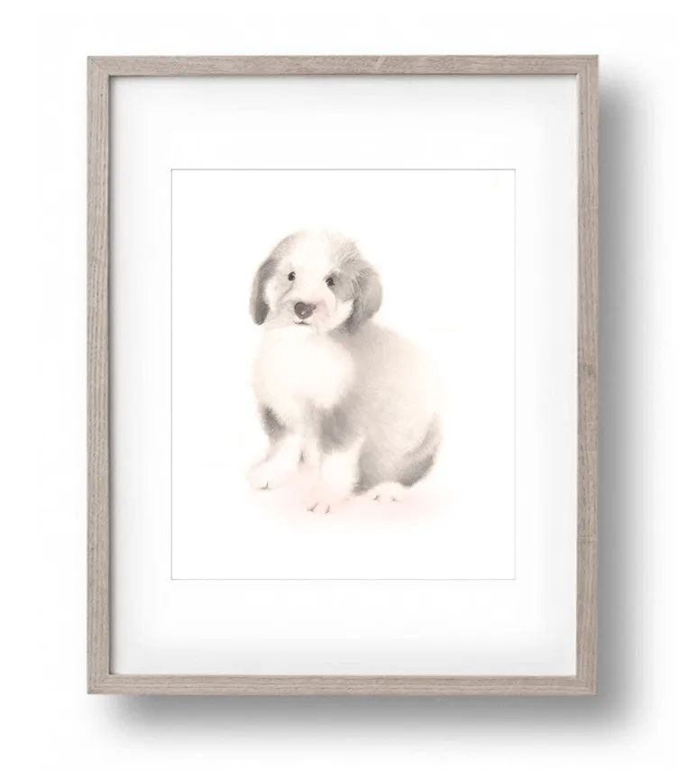 Puppy 2 Nursery Art Print - Sweet Blush