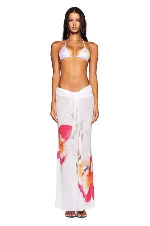 PURA MAXI SKIRT - WHITE : FLORAL
