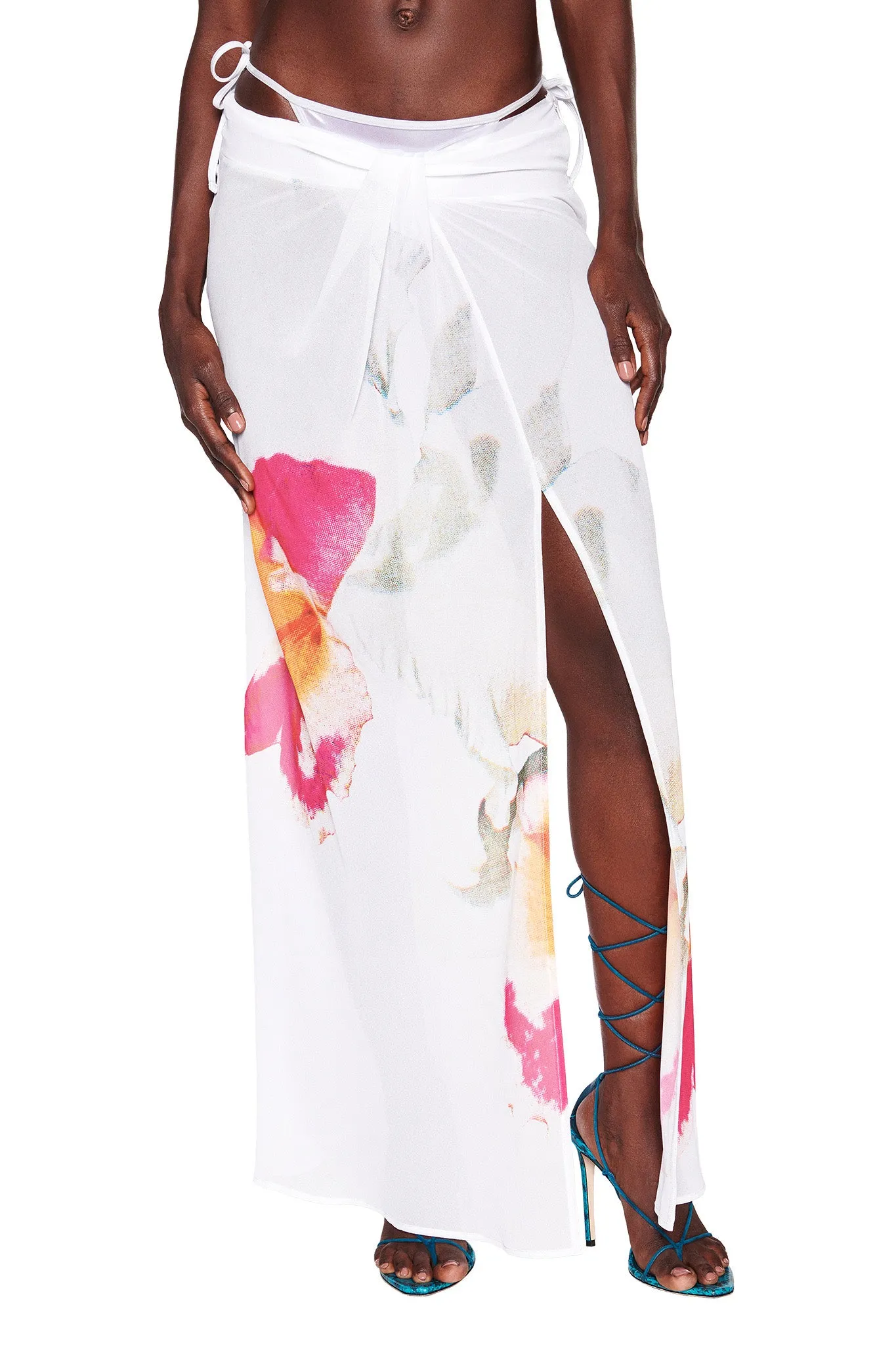 PURA MAXI SKIRT - WHITE : FLORAL