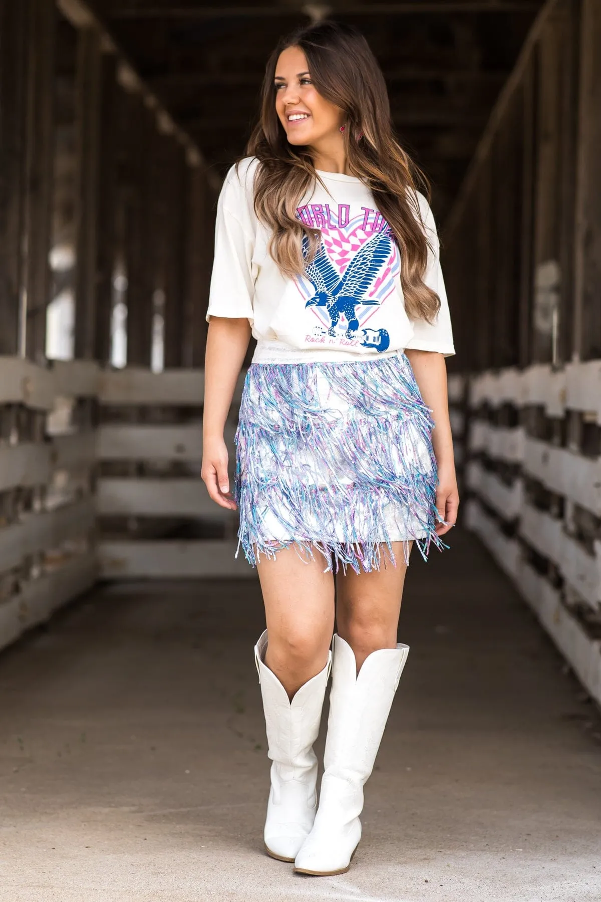 Purple and Silver Fringe Skirt