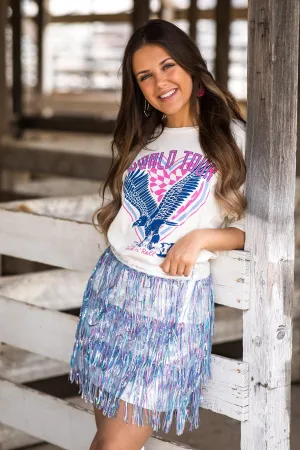 Purple and Silver Fringe Skirt