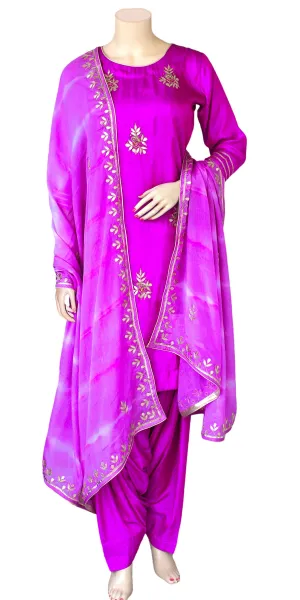 Purple Color Rajasthani Traditional Gota Patti Hand Work Patiala Salwar Suit