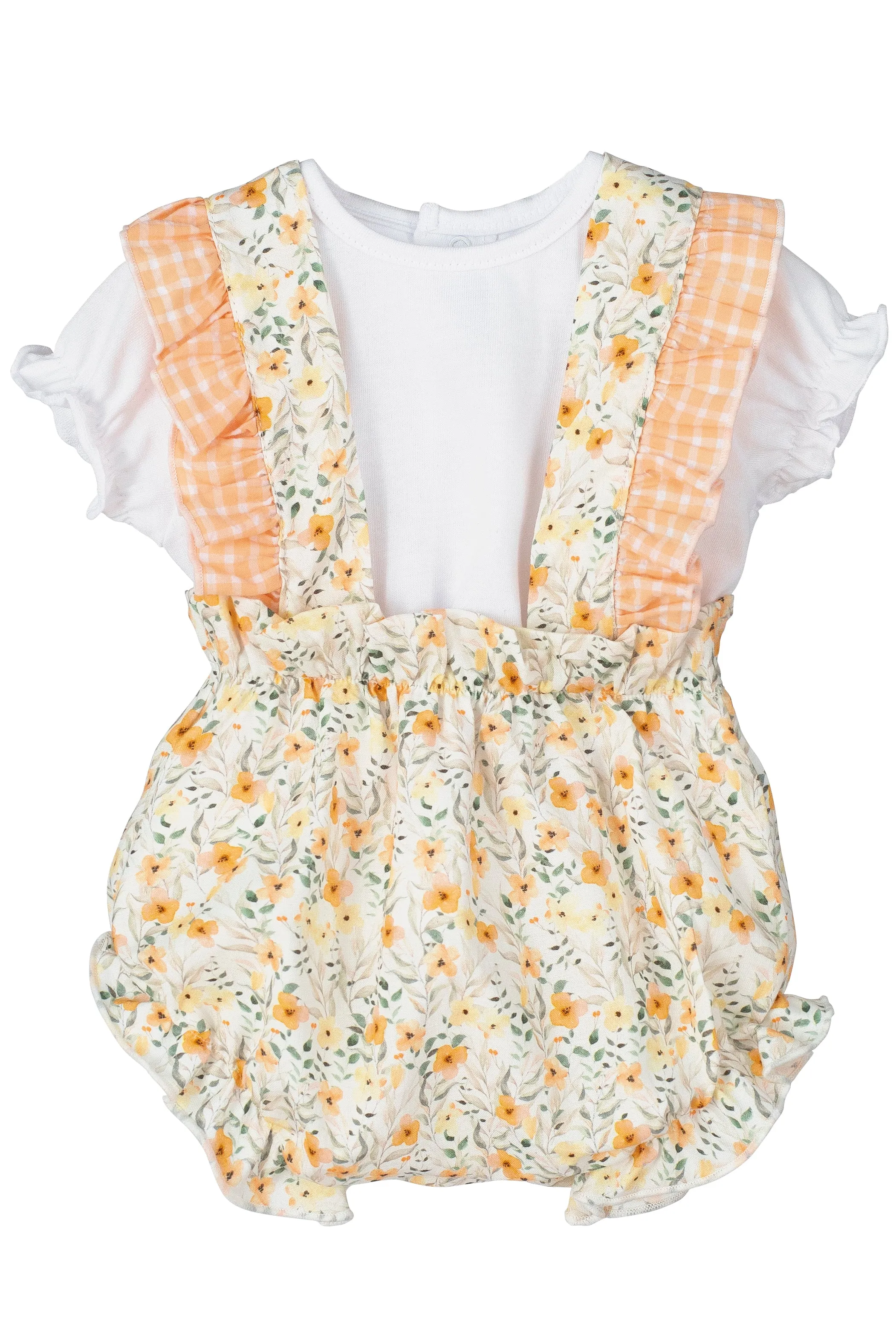"Aria" Peach Floral Blouse & Bloomers