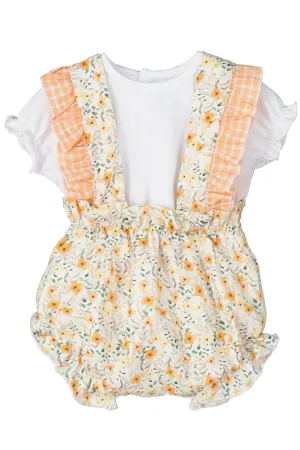 "Aria" Peach Floral Blouse & Bloomers