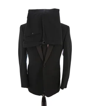 RALPH LAUREN BLACK LABEL - Notch Lapel Black Tuxedo Suit With Side Tabs - 40L