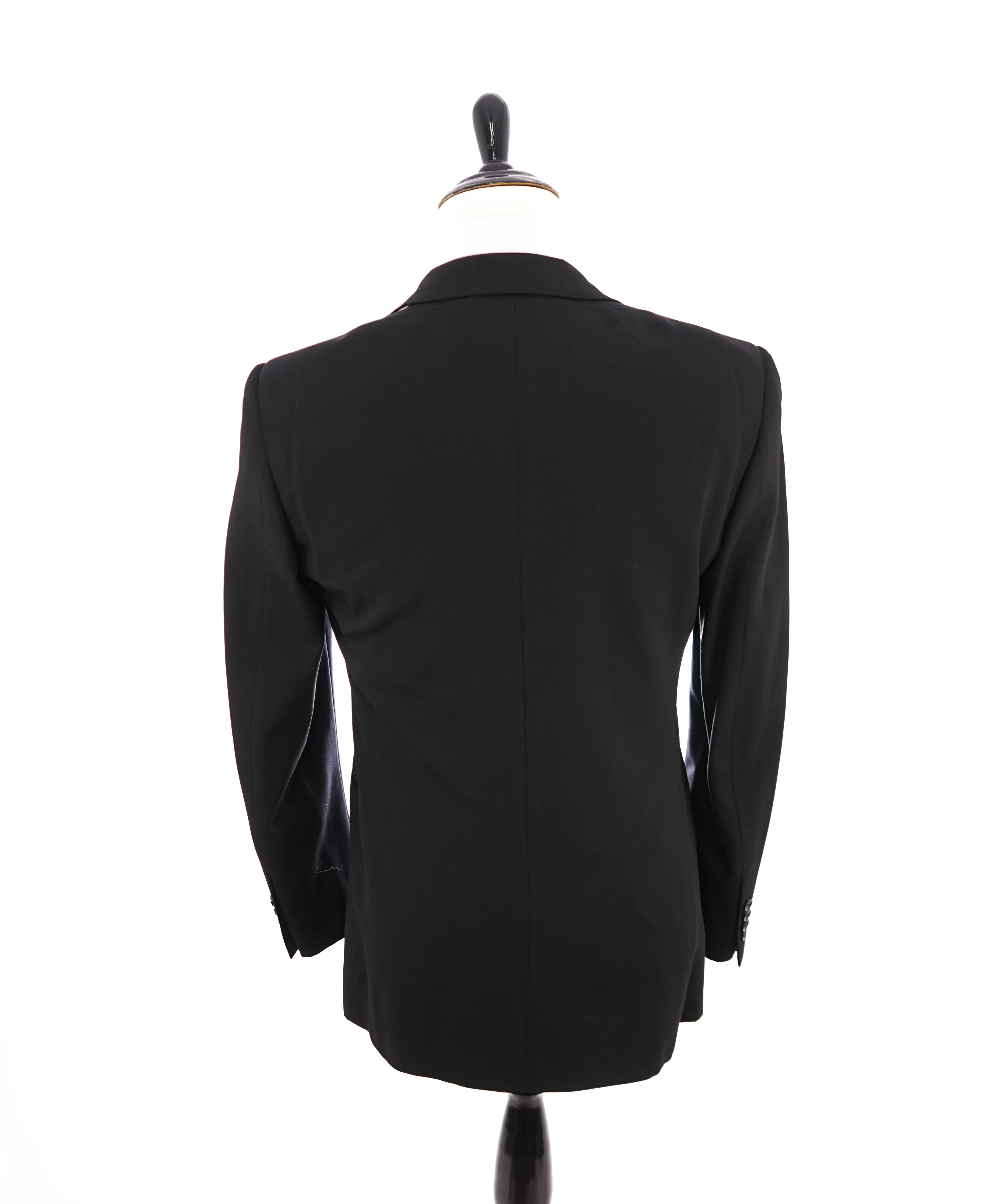 RALPH LAUREN BLACK LABEL - Notch Lapel Black Tuxedo Suit With Side Tabs - 40L