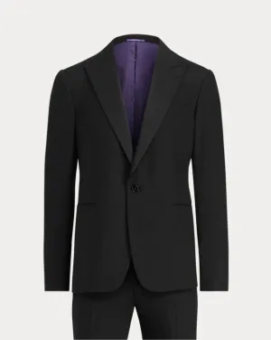 RALPH LAUREN PURPLE LABEL - Peak Lapel Black Tuxedo Suit With Side Tabs - 44R