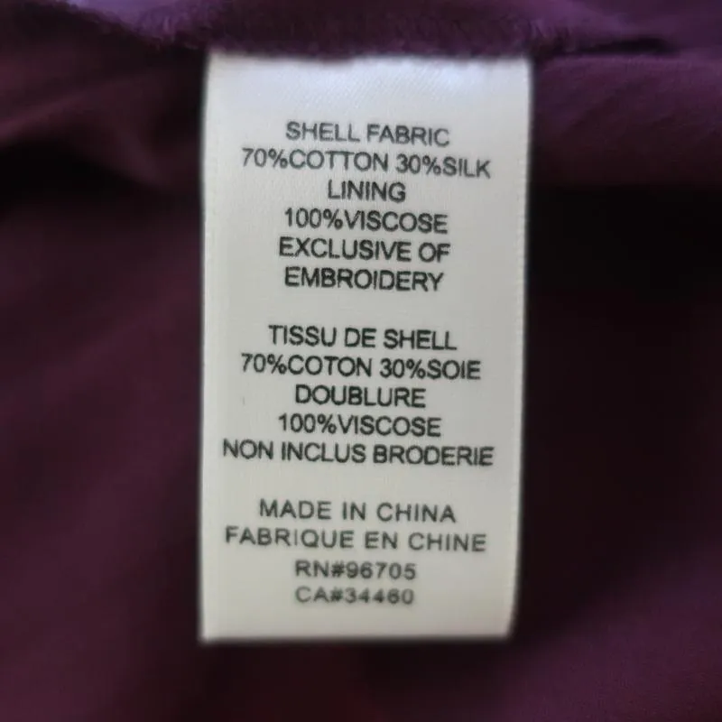 Rebecca Taylor Ruffle Top Pinwheel Purple Eyelet-Embroidered Size 4 Short Sleeve