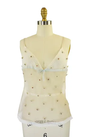 Recent Prada Rhinestone Silk Organza Camisole Top